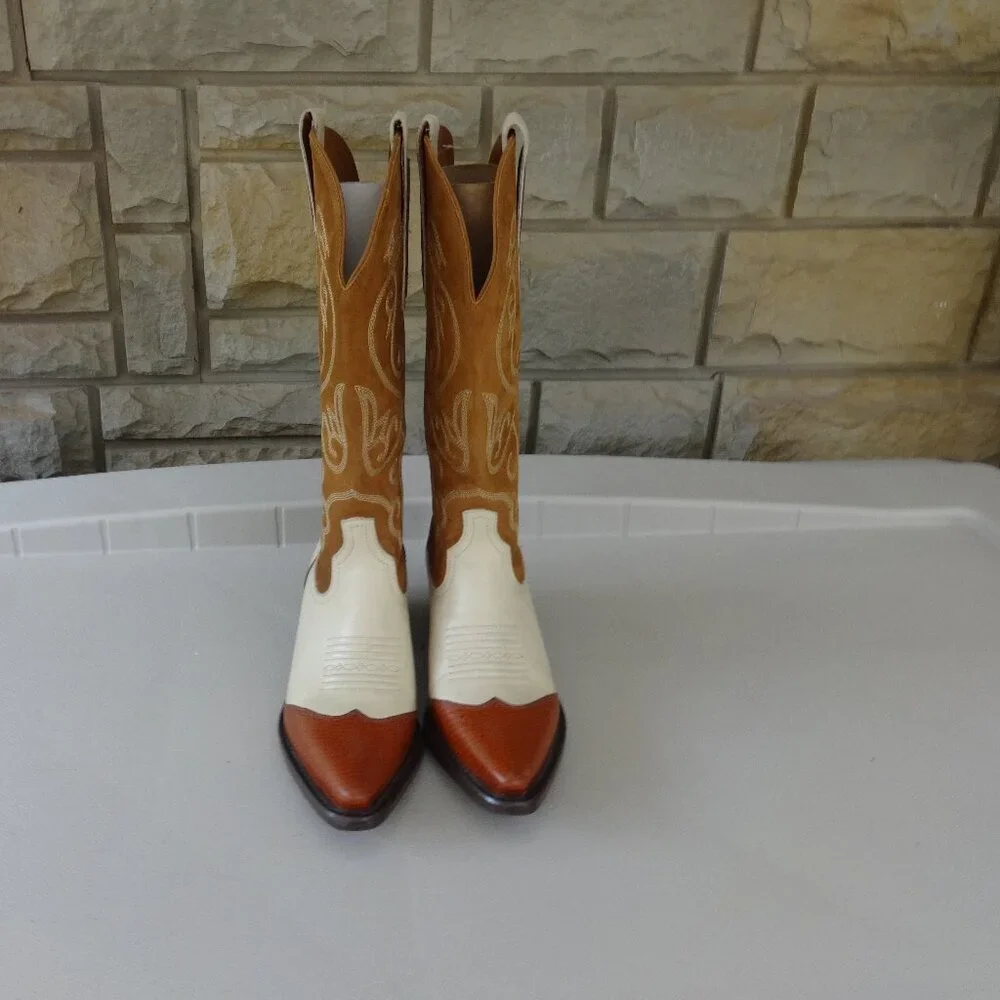 Nine West Western boots women's size 5.5M, 3 tone leather, pointed toe, quality - Picture 4 of 15